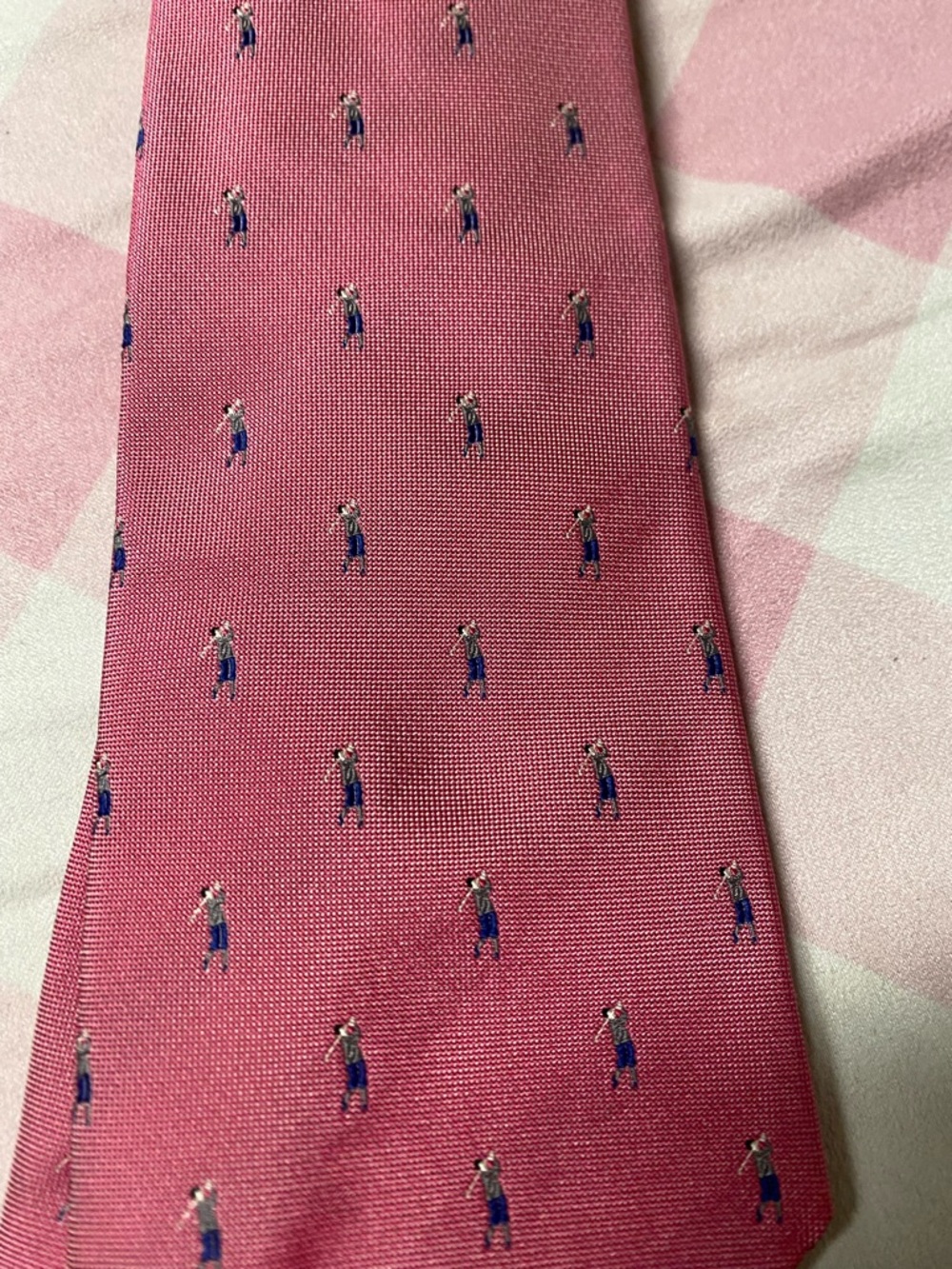 NWT Bobby Jones Pink Golf Motif Silk Tie